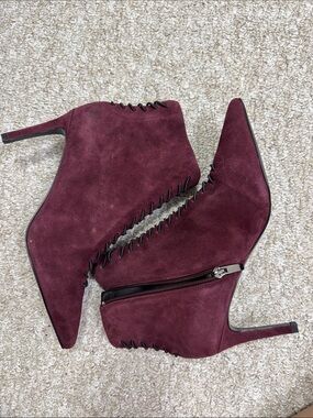 Kendall & Kylie Burgundy Suede Pointed-Toe Ankle Booties